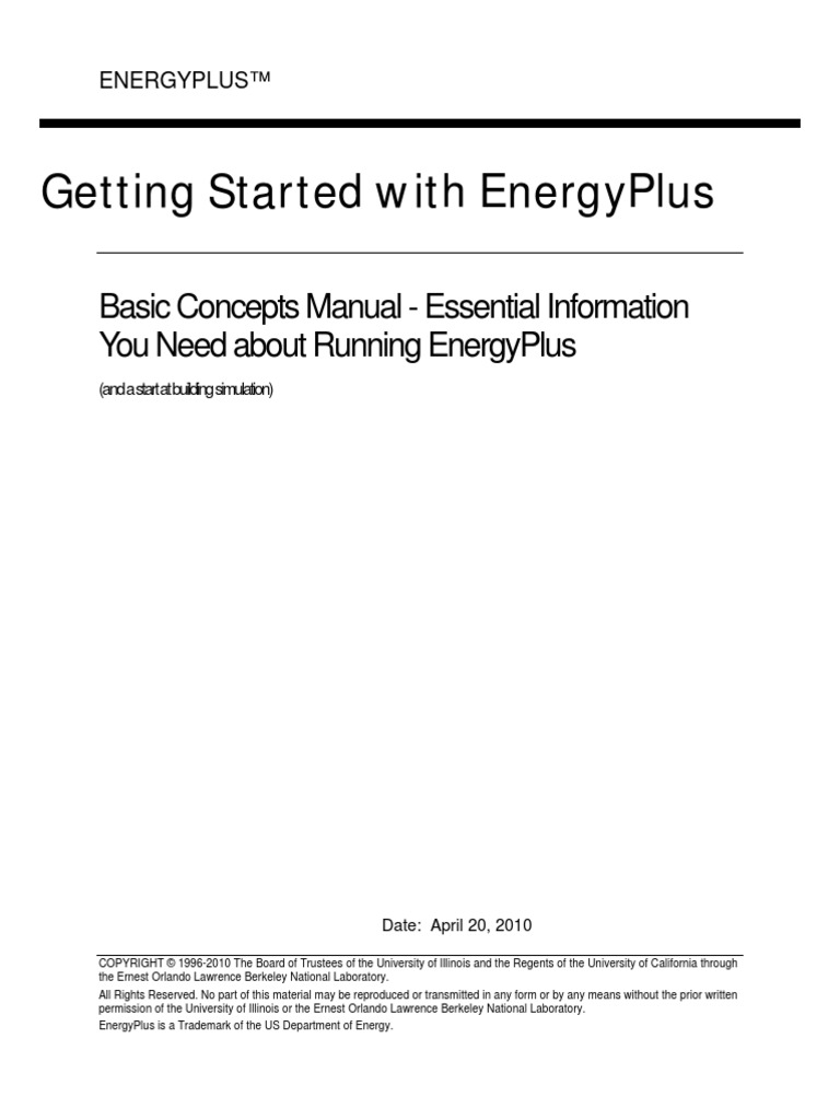 Getting Started With Energyplus: Basic Concepts Manual - Essential ...