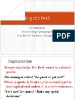 Eng 102 FA15: Capitalization Discuss Sample Paragraphs Peer Review Summary Paragraphs