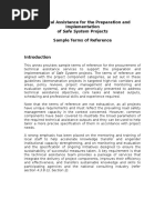 Technical Assistance For The Preparation and Implementation of Safe System Projects Sample Terms of Reference