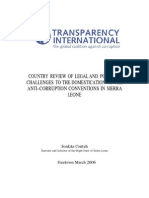 Country Review of Legal and Political Challenges To The Domestication of The Anti-Corruption Conventions in Sierra Leone