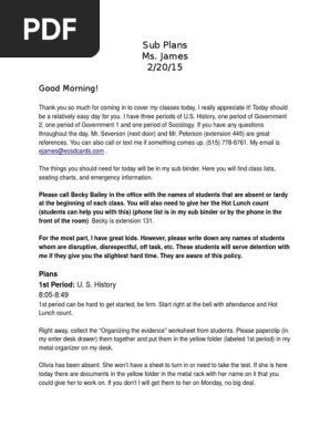 2/20 Sub Plans