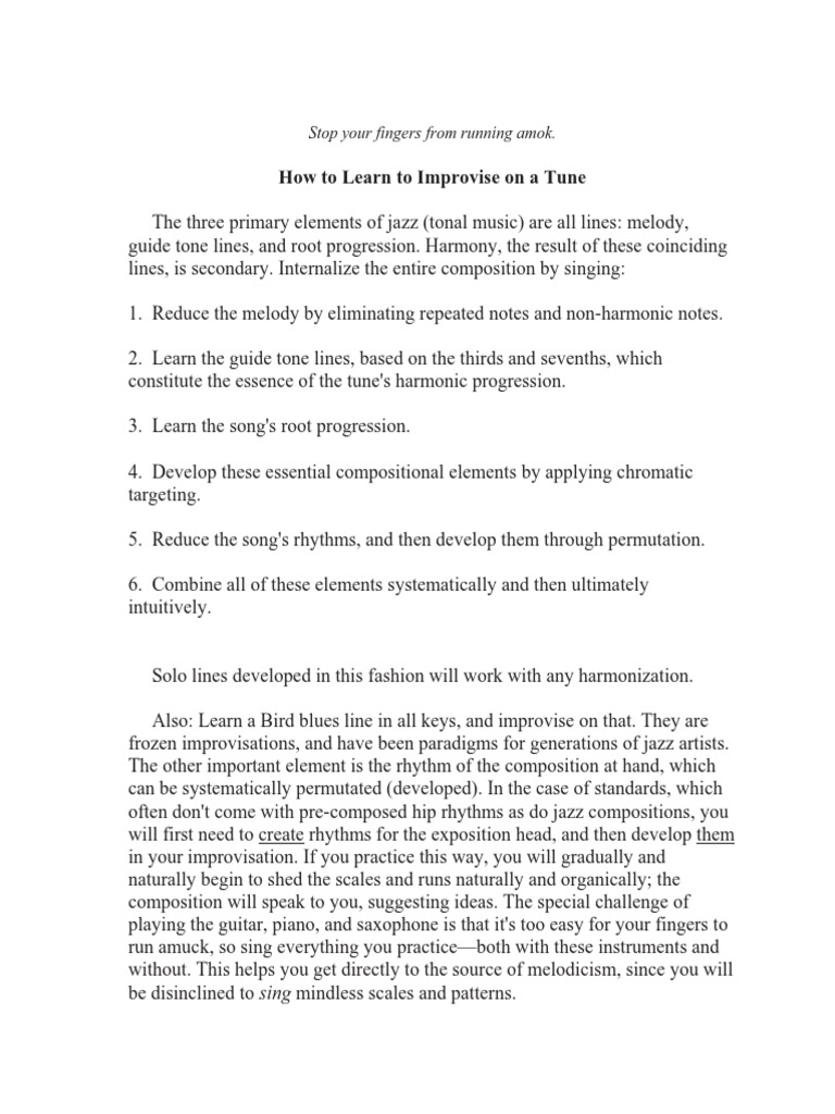 Master Jazz Improvisation Techniques | PDF | Language Arts & Discipline