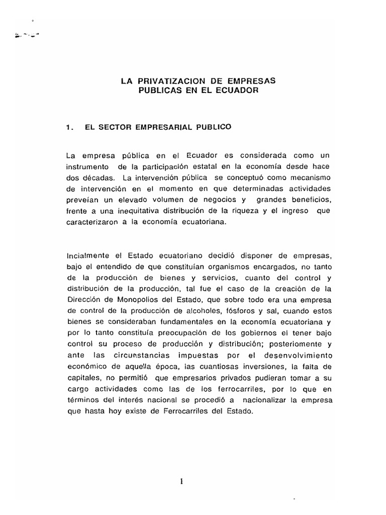 La Privatizacion de Empresas Publicas en El Ecuador | PDF