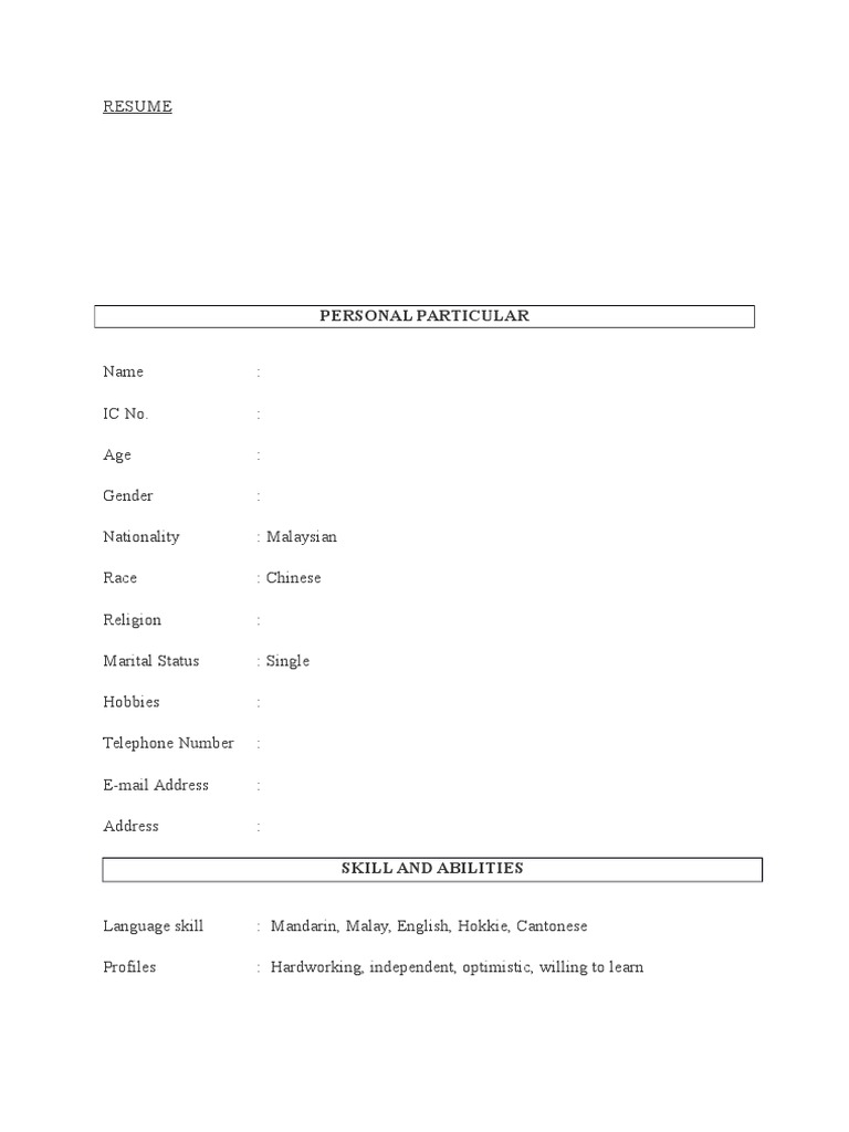 Personal Particular | PDF