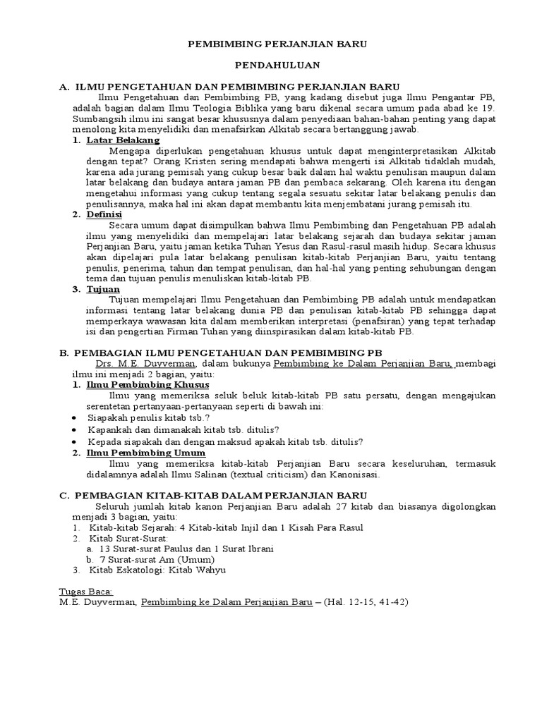 Diktat Pembimbing Perjanjian Baru