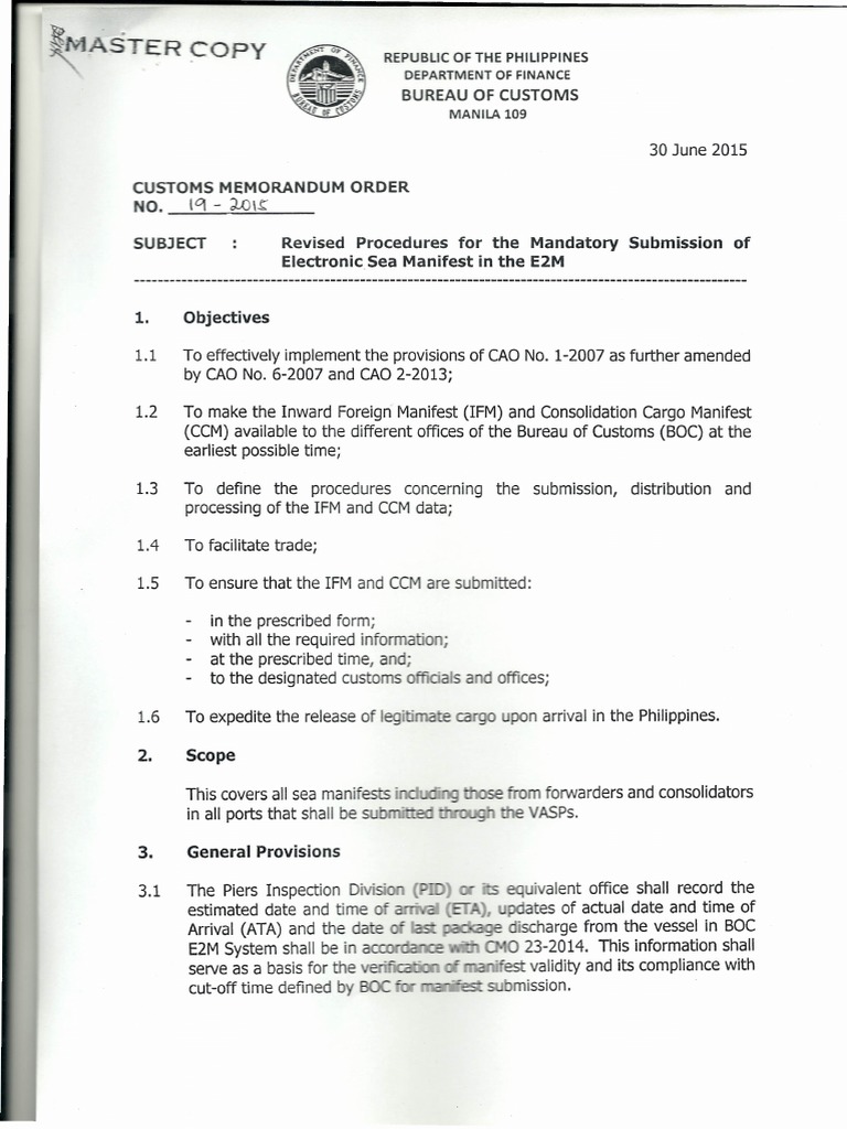 Revised E-Manifest Submission Guidelines | PDF | Transport | Logistics