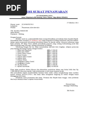 Contoh Surat Penawaran Atk Pdf