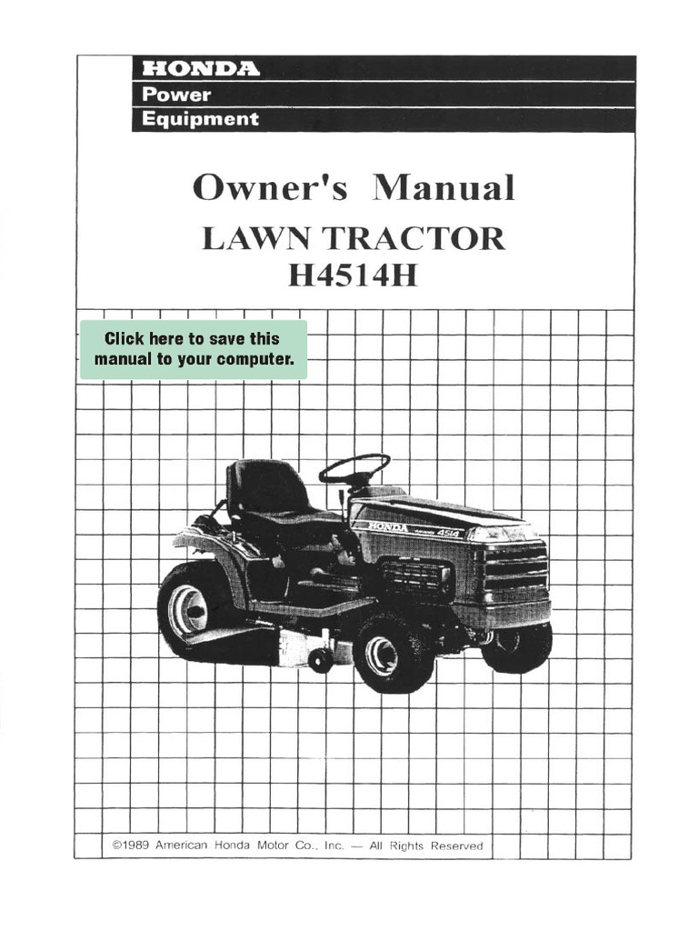 Honda 4514 Mower PDF Gasoline Tractor