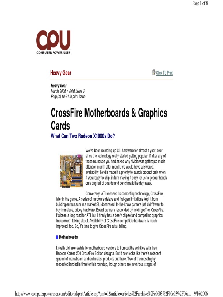 CrossFire Motherboards & Graphics Cards | PDF | Personal Computing ...