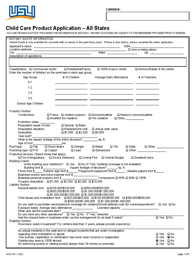 USLI Daycare Application Guide | PDF | Fraud | Misrepresentation