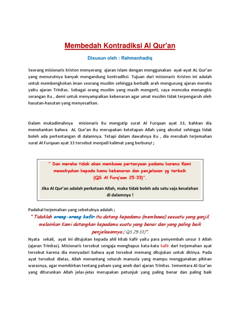 Membongkar Kontradiksi Al Qur An