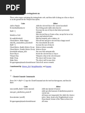 Cheats the Sims 4