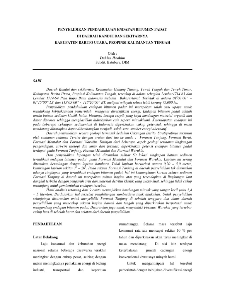 Potensi Bitumen Padat di Kandui | PDF