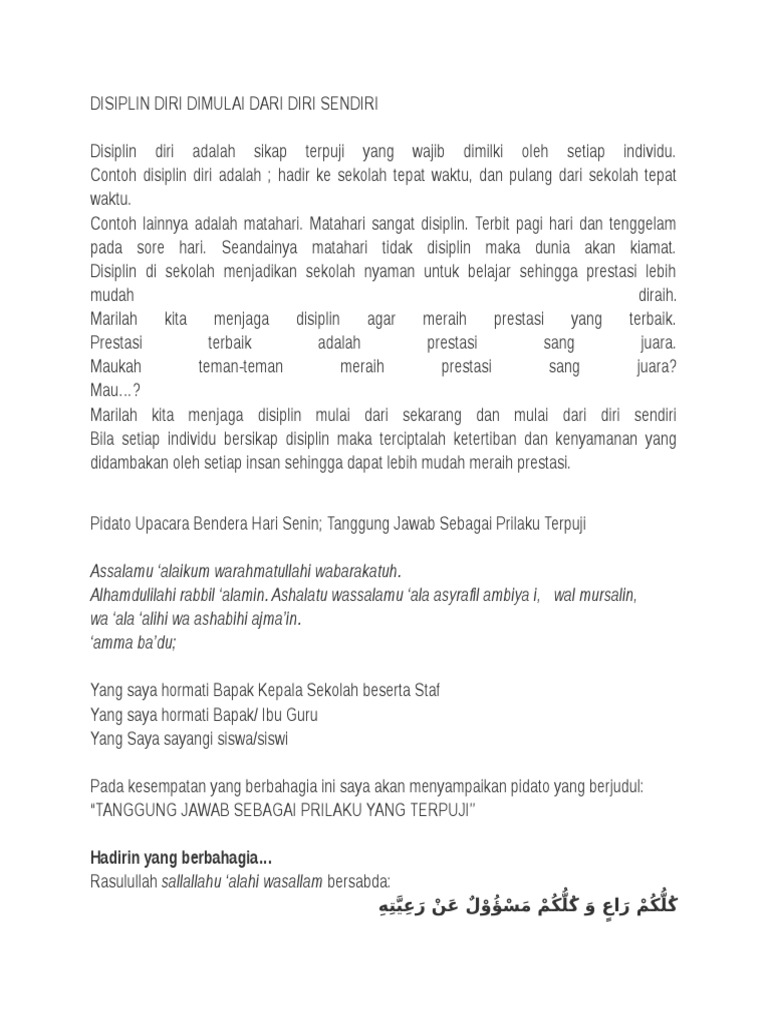Disiplin Diri Dimulai Dari Diri Sendiri