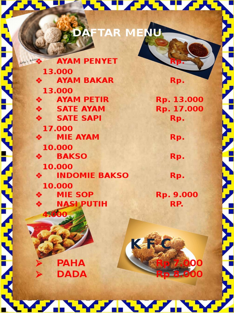 Daftar Menu Makanan Ms Word Daftar Menu Makanan Ms Word