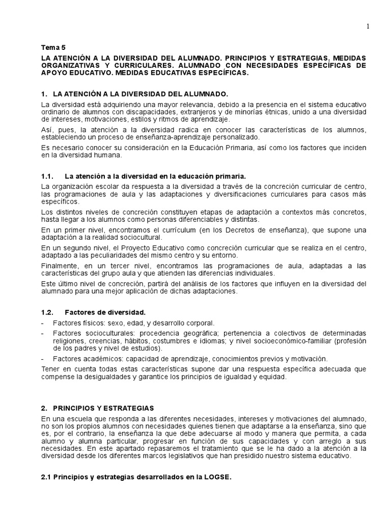 Plan de Apoyo a la Diversidad Educativa | PDF | Plan de estudios ...