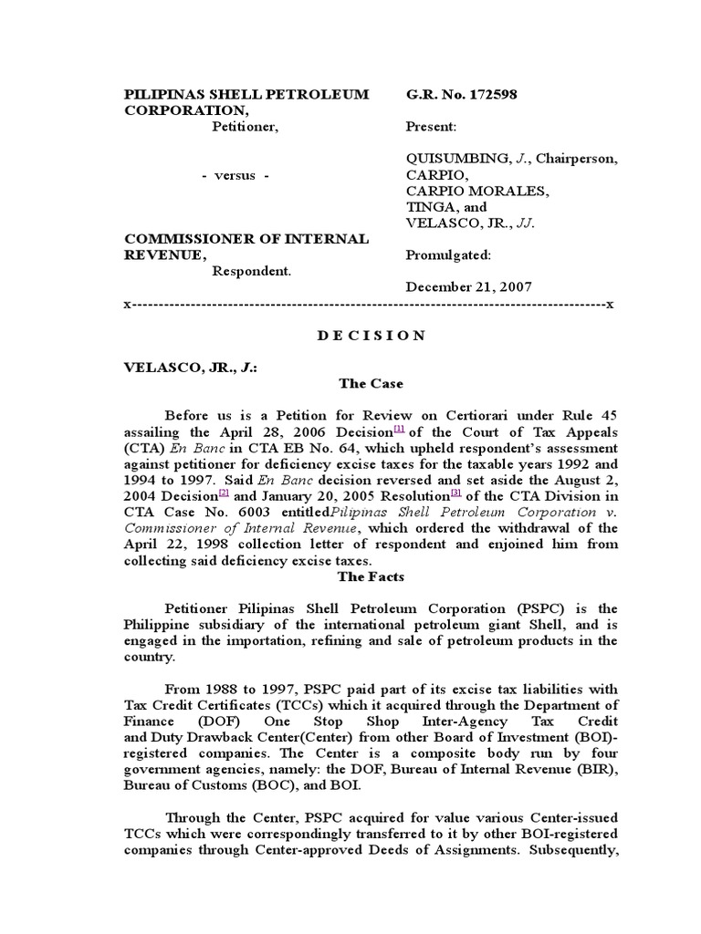 Pilipinas Shell Petroleum Corporation | PDF | Debits And Credits | Tax