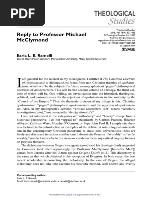 Reply To Professor Michael Mcclymond Origen Gnosticism