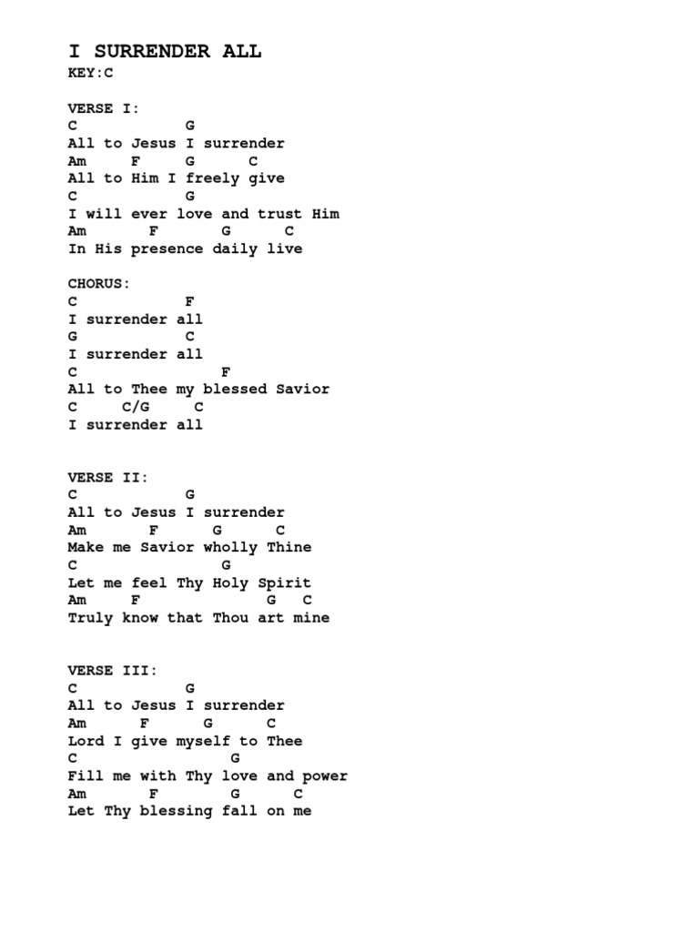 I Surrender All - Lyrics and Chords | PDF