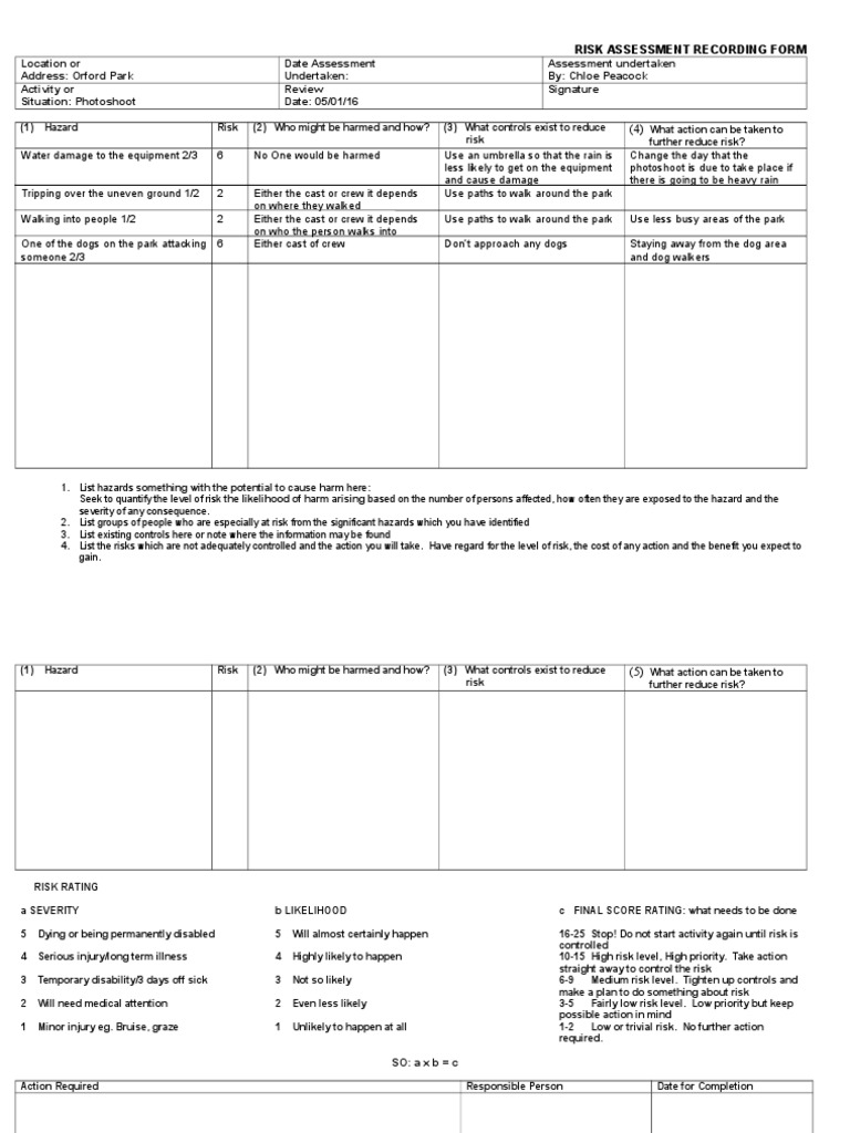 Risk Assessment Park | PDF | Hazards | Risk