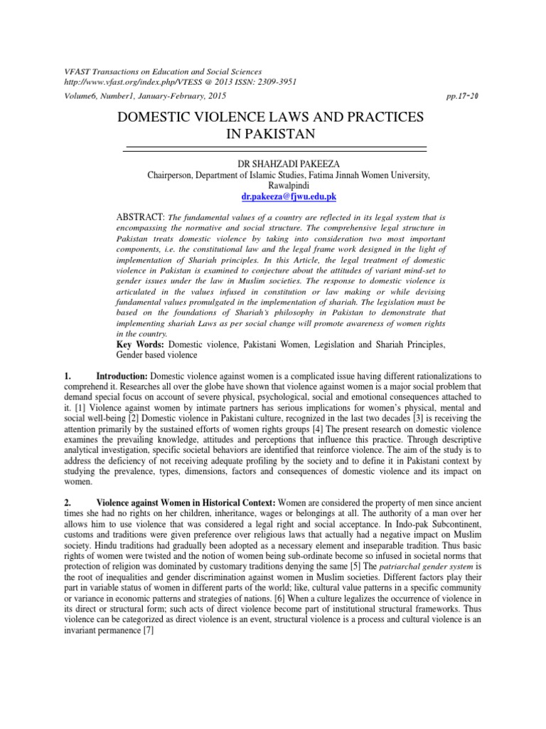 Domestic Violence Laws in Pakistan | PDF | Violence | Domestic Violence
