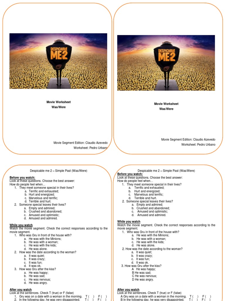 Despicable Me 2 Worksheet Pdf