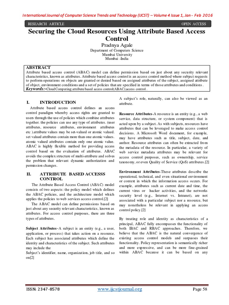 Securing Cloud with ABAC Access Control | PDF | Information Age | Data ...