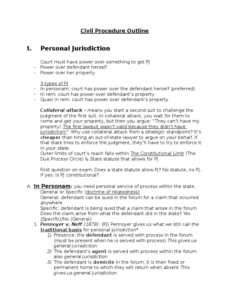 Civil Procedure Outline PDF Diversity Jurisdiction Supplemental