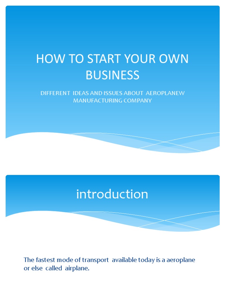 How To Start Your Own Business Pdf Airplane Interest