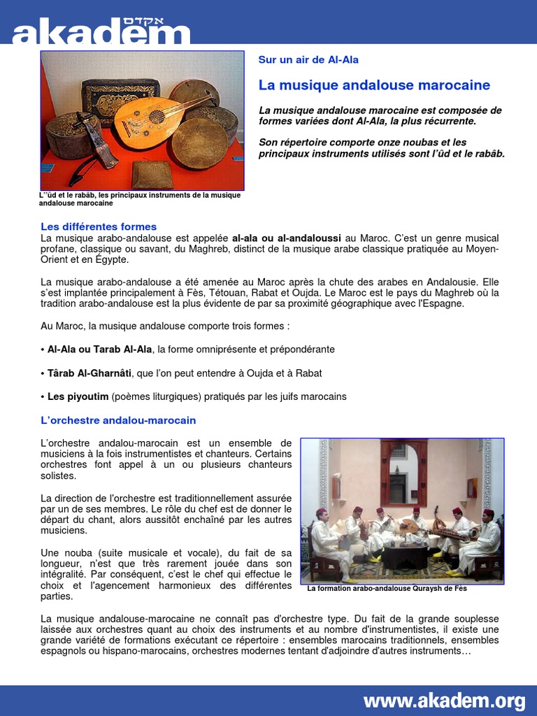 La Musique Andalou Marocaine | PDF | Musicologie | Instruments de musique