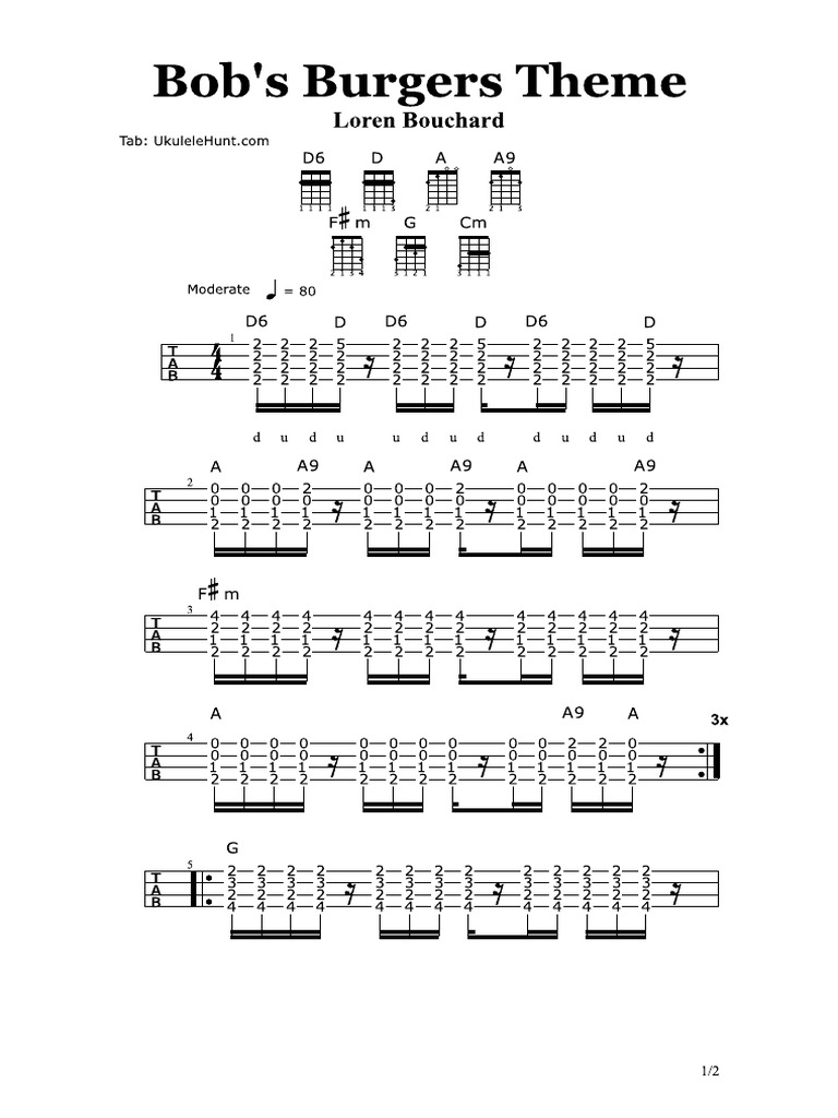 Bobs Burgers Ukulele Theme PDF