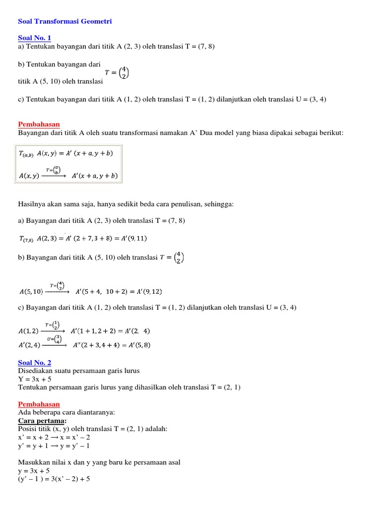 Soal Transformasi Geometri