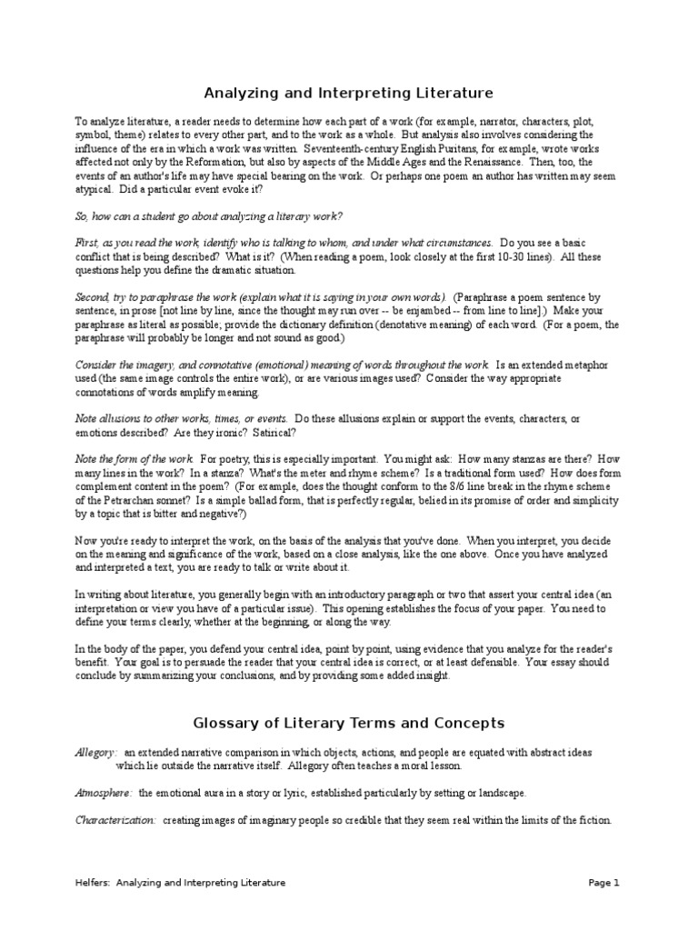 Analyzing and Interpreting Literature | PDF | Poetry