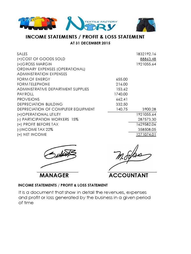 Income Statements Profit Loss Statement | PDF | Computers