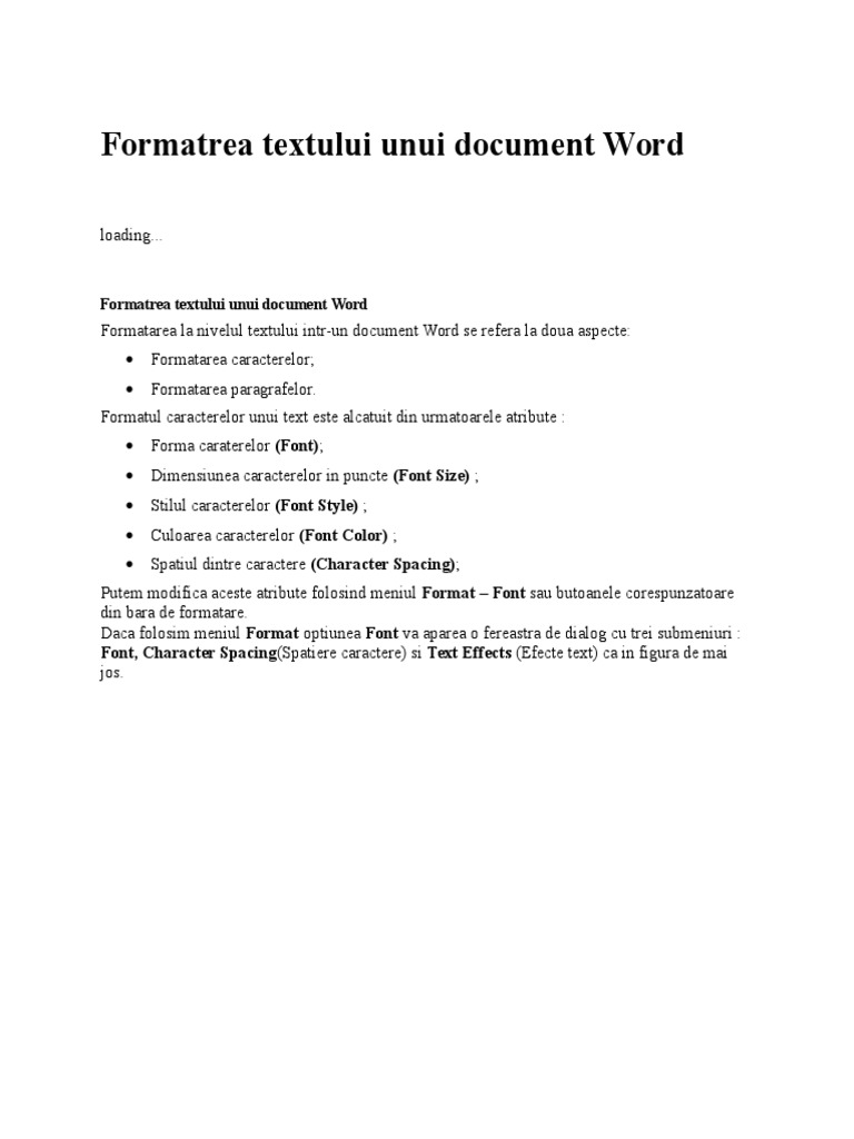 Formatrea Textului Unui Document Word | PDF