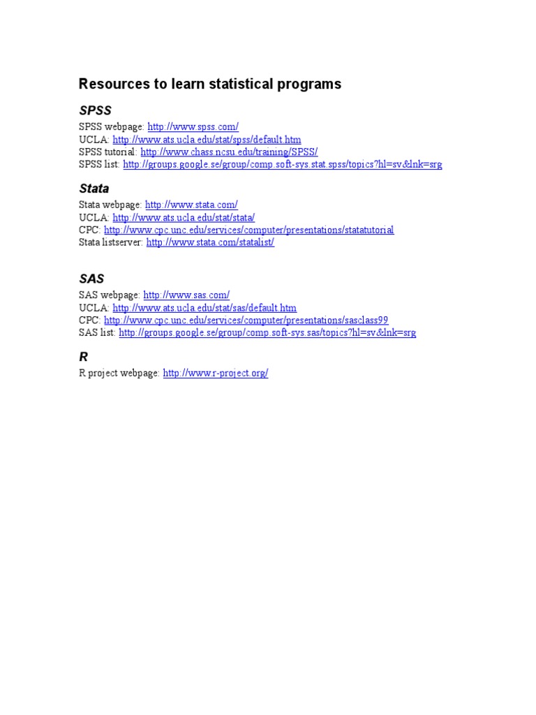 Statistical Software Learning Links | PDF | Sas (Software) | Unix Software