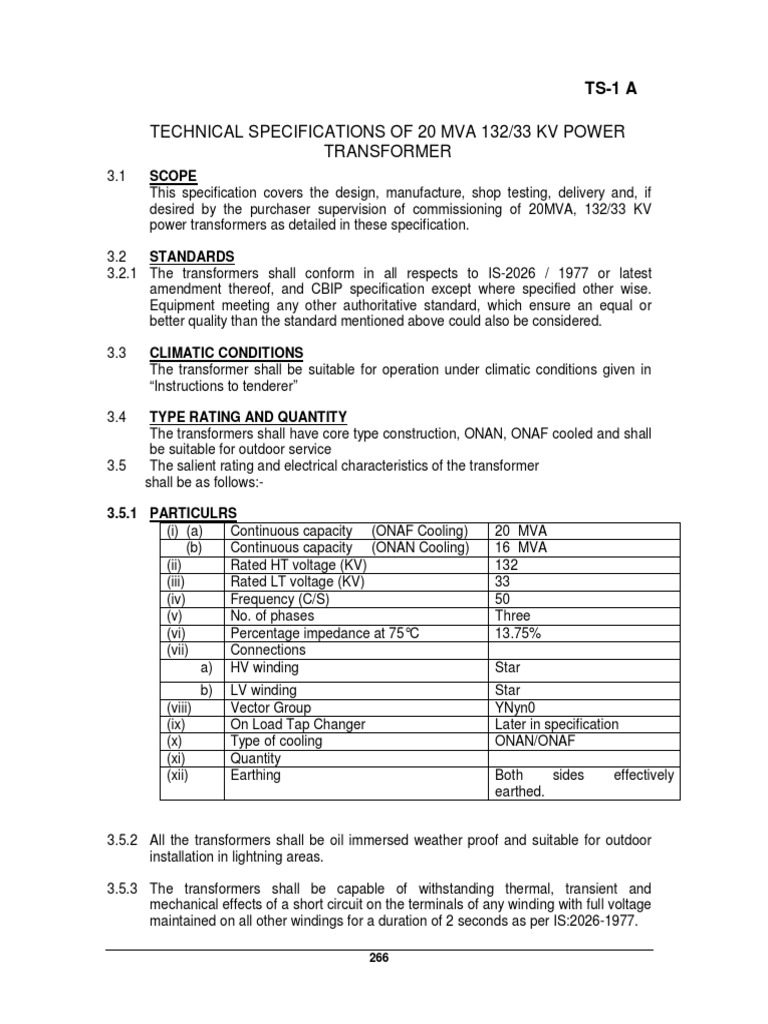 20 MVA 132/33 KV Transformer Specs | PDF | Transformer | Insulator ...