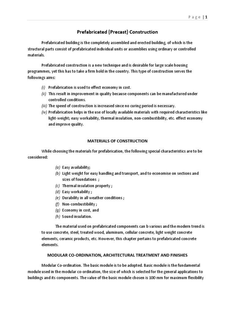 Overview of Prefabricated Construction | PDF | Precast Concrete | Concrete