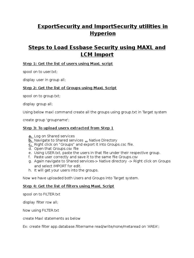 Steps To Load Essbase Security - CISCO | PDF | Command Line Interface ...