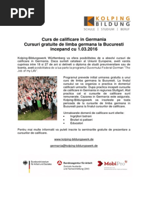 Curs De Calificare In Germania