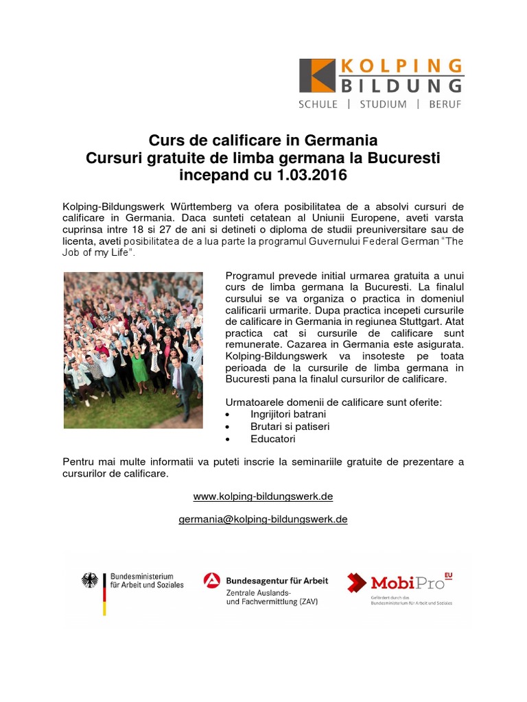 Curs De Calificare In Germania