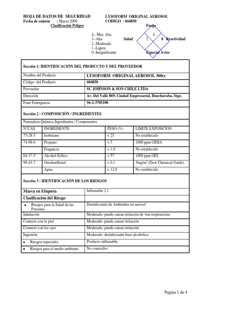 Lysoform Desinfectante Aerosol Aerosol Water