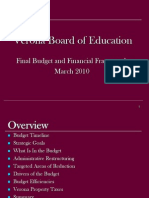 Verona Board of Education: Final Budget and Financial Framework March 2010