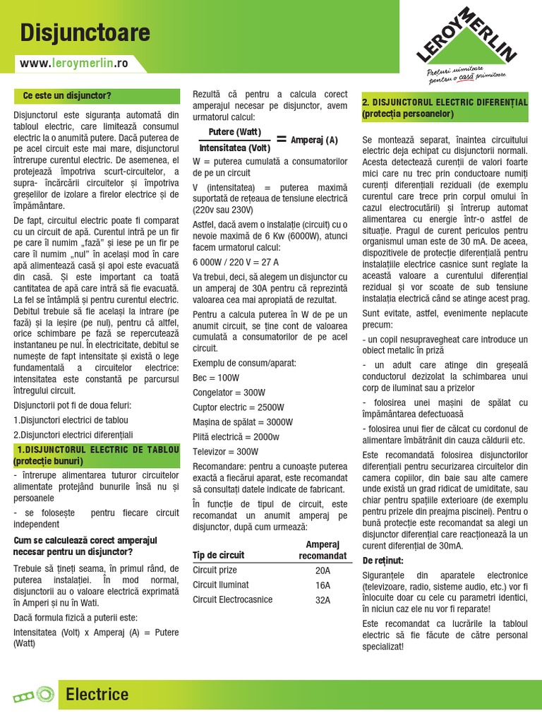 Cum Alegi Disjunctorul File 62 | PDF