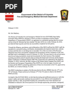 D.C. Fire & EMS Letter On Opening Date For Streetcar