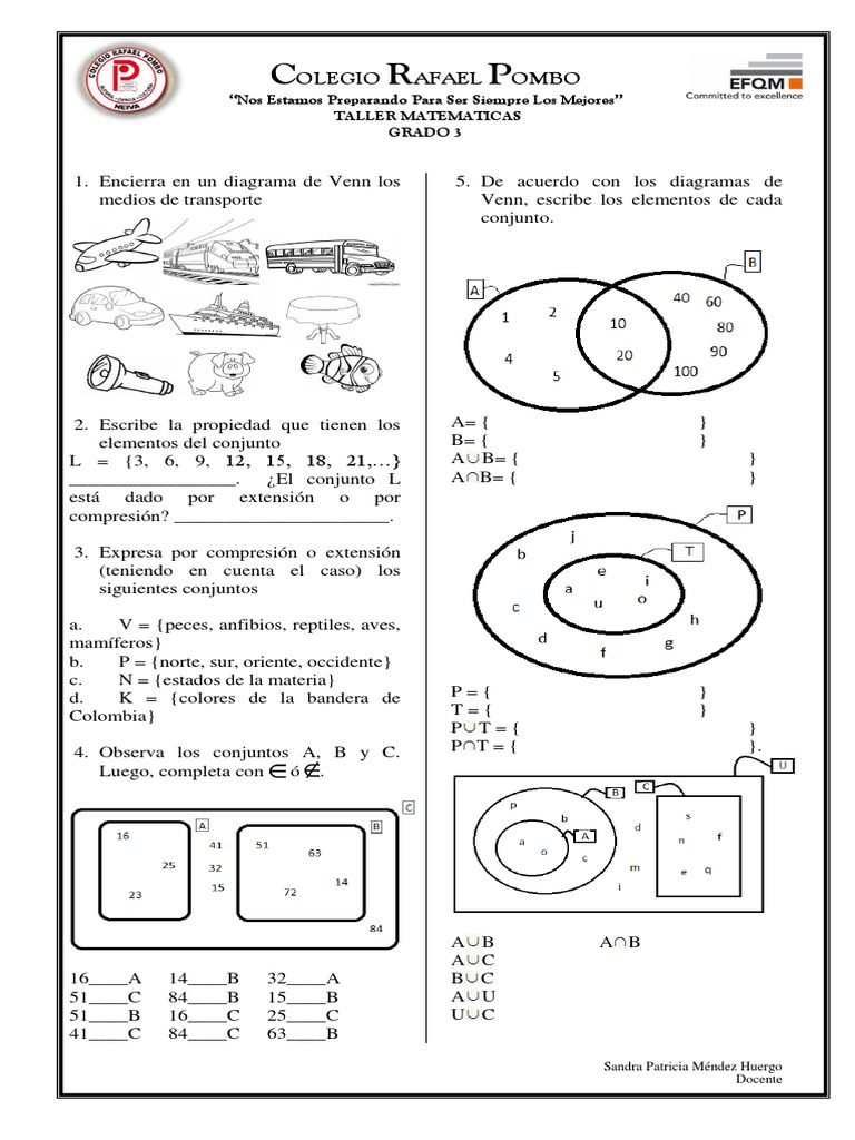 Taller de Conjuntos para Tercer Grado | PDF