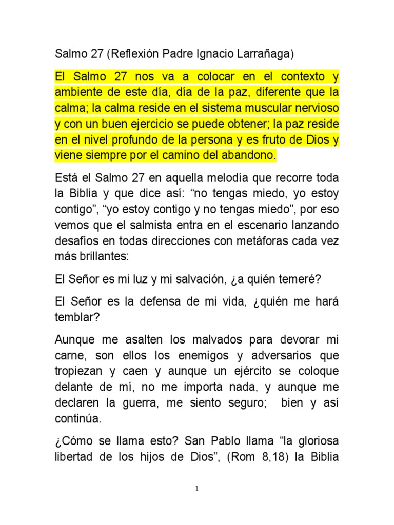 Reflexión sobre el Salmo 27 | PDF | Paz | Salmos
