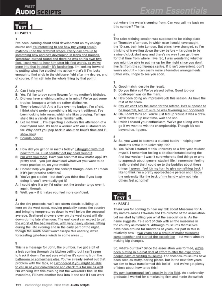 Cambridge English First Audio Scripts | PDF | Journalism | Museum