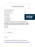 Your Company Letterhead: The Same Microsoft Word Document Can Be Download Here