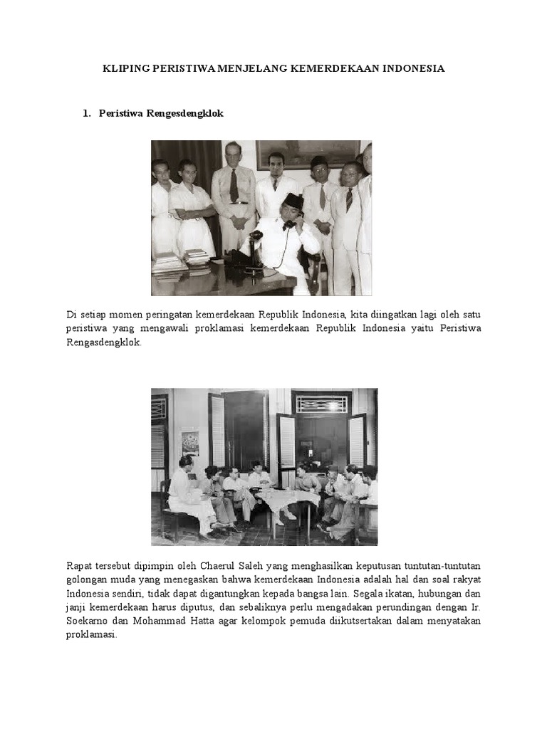 Kliping Peristiwa Menjelang Kemerdekaan Indonesia